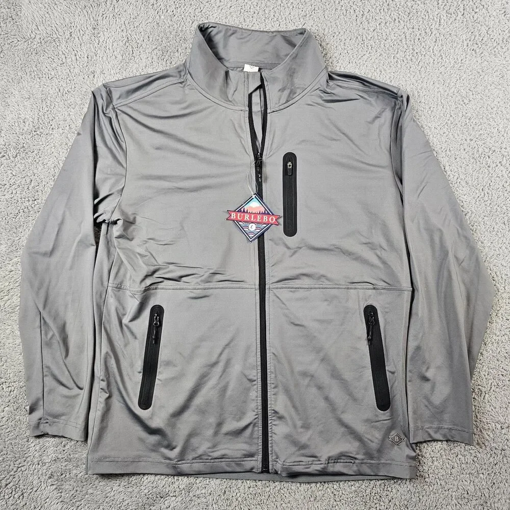 Burlebo Sprinter Jacket Mens Large Gray Full Zip 4 Way Stretch Athleisure Golf